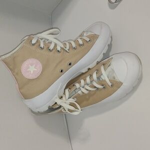 Converse Chuck Taylor All Star Lugged High Top Sneakers Beige And Pink W10 Mens8